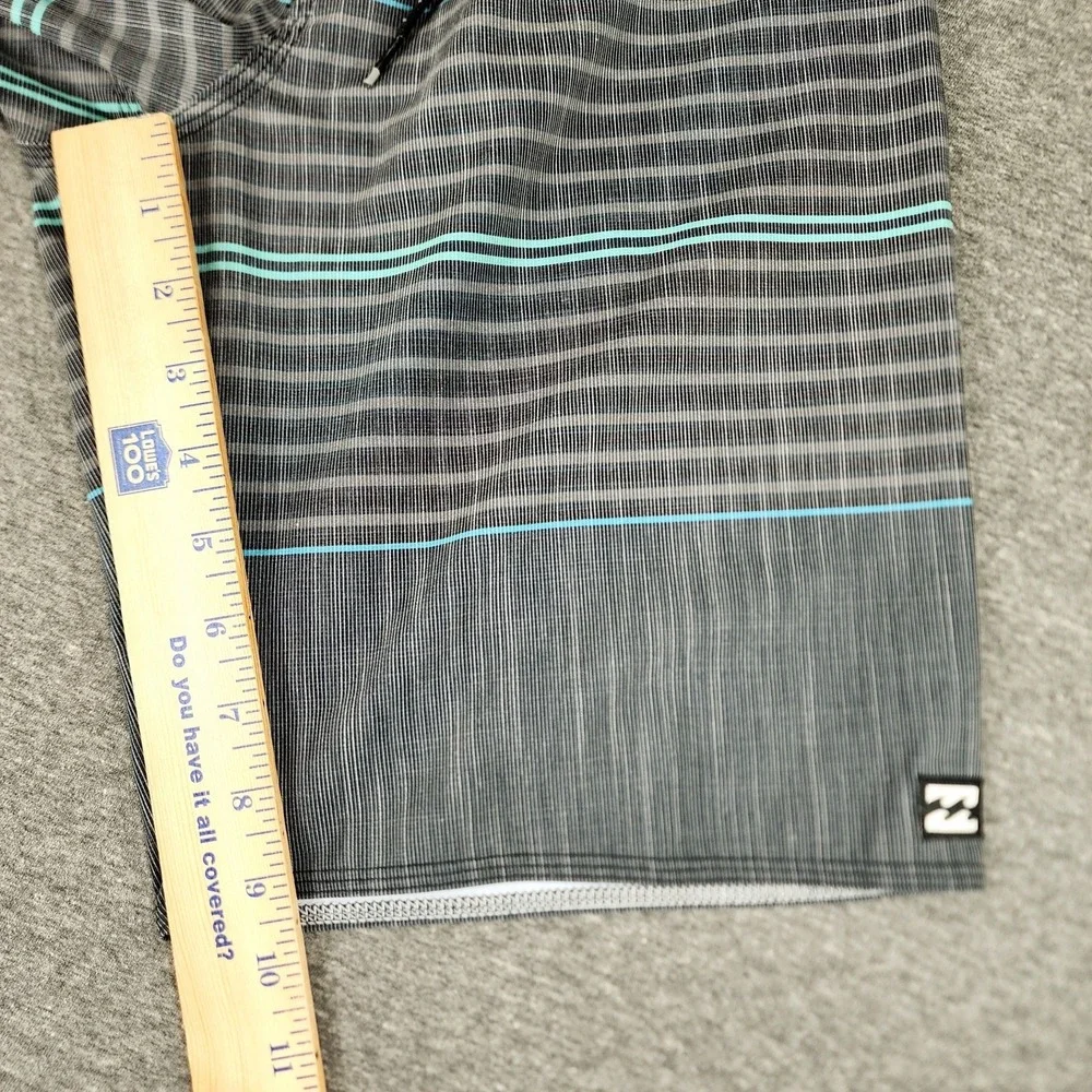 Billabong Board Short 28x11 Men Recycler All Day Pro Stripe Gray Aqua Flat Front